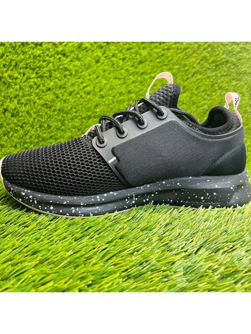 Kuru Atom Womens Size 5D Jet Black Pink Athletic Running Walking Shoes Sneakers